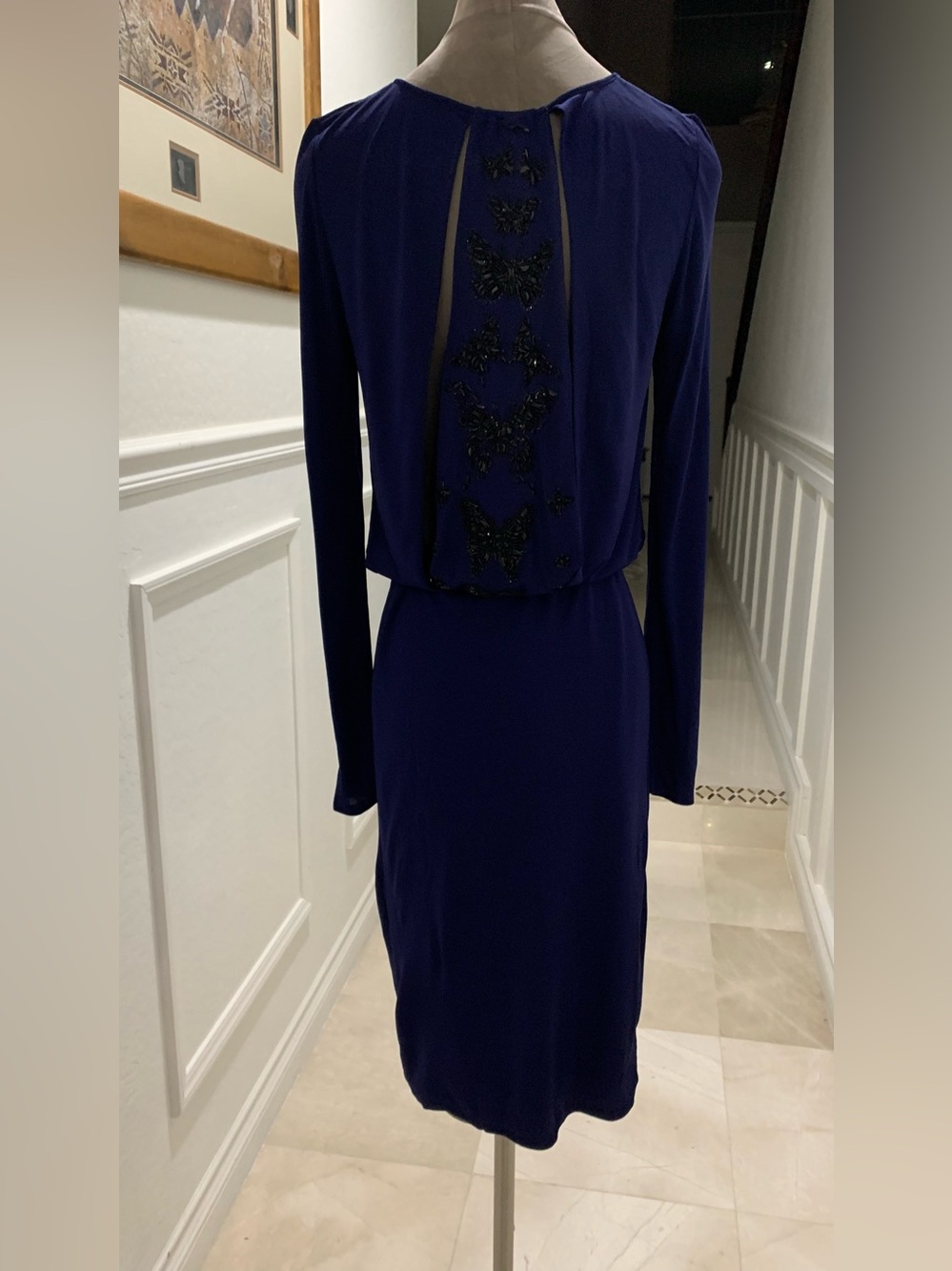 Elegant EMILIO PUCCI Long-Sleeve Royal Blue Dress with Embellished
Size 10 US